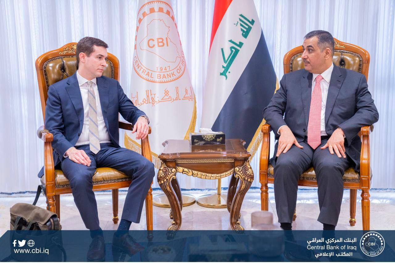The Governor of the Central Bank of Iraq receives the Assistant Deputy Secretary of the US Treasury for Terrorism and Financial Crimes